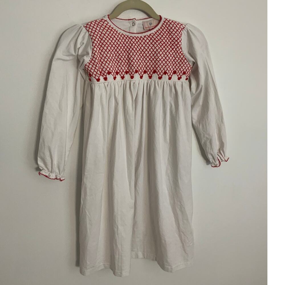 Smockingbird white and red smocked gown size 10